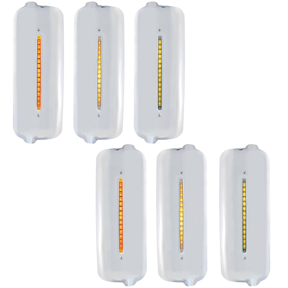 Mirror Cover With 14 LED 12" Light Bar For 2005 & Older Freightliner (Driver or Passengers Side )- Amber LEDs (Amber, Clear or Chrome Lens)