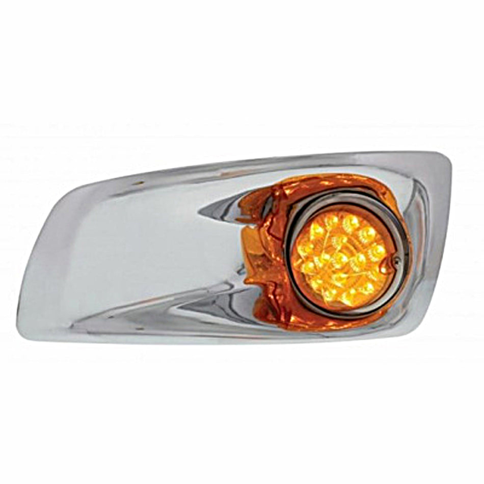 Fog Light Cover With 17 LED Clear Style Reflector Light For 2007-17 KW T660 - Amber LEDs (Amber Lens) - Driver or Passenger Side