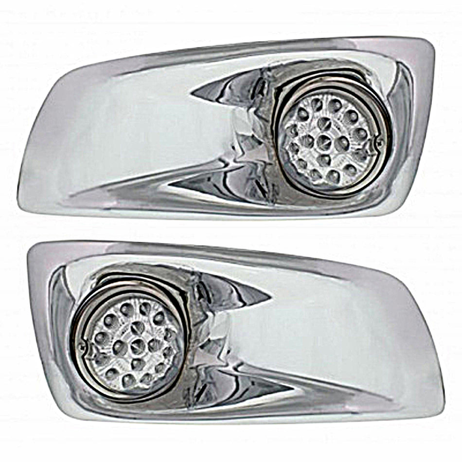 Fog Light Cover With 17 LED Clear Style Reflector Light For 2007-17 KW T660 - Amber LEDs (Clear Lens) Driver or Passenger Side
