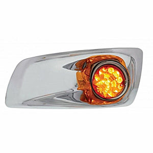Fog Light Cover w 17 LED Reflector Watermelon Lights For 2007-17 KW T660 - Amber LEDs (Amber Lens) - Driver or Passenger Side