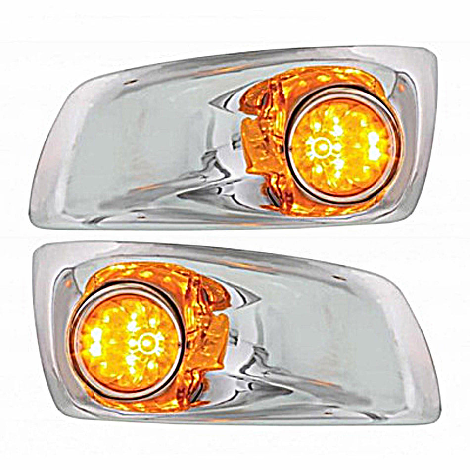 Fog Light Cover With 17 LED Hi/Lo Watermelon Light For 2007-17 KW T660 - Amber LEDs (Amber Lens) - Driver or Passenger Side