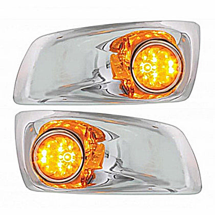 Fog Light Cover With 17 LED Hi/Lo Watermelon Light For 2007-17 KW T660 - Amber LEDs (Amber Lens) - Driver or Passenger Side