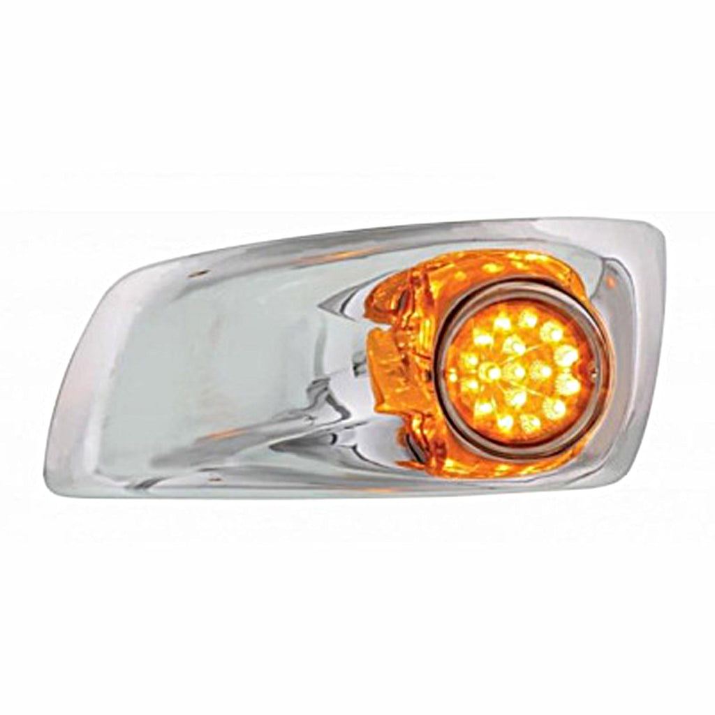 Fog Light Cover w LED Hi/Lo Clear Style Reflector Light For 2007-17 KW T660 - Amber LEDs (Amber Lens) - Driver or Passenger Side