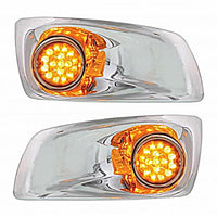Fog Light Cover w LED Hi/Lo Clear Style Reflector Light For 2007-17 KW T660 - Amber LEDs (Amber Lens) - Driver or Passenger Side