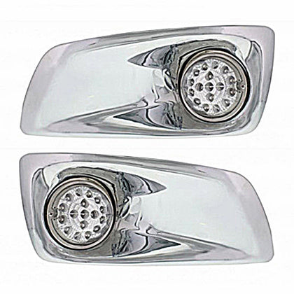Fog Light Cover With 17 LED Hi/Lo Clear Style Reflector Light For 2007-17 KW T660 - Amber LEDs (Clear Lens) - Driver or Passenger Side