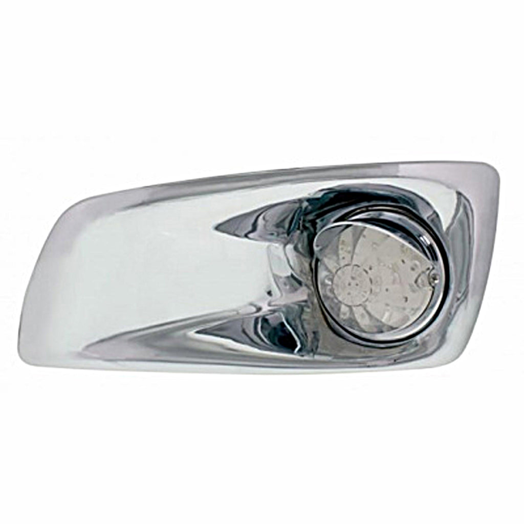 Fog Light Cover w 17 LED Watermelon Light & Visor For 2007-17 KW T660 - Amber LEDs (Clear Lens) - Driver or Passenger Side