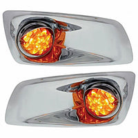 Fog Light Cover With Amber LED Reflector Watermelon Light & Visor For 2007-17 KW T660 - Amber Lens (Driver or Passenger Side)