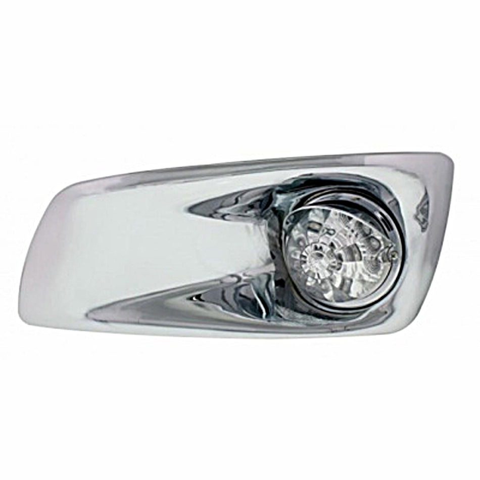Fog Light Cover With Amber LED Reflector Watermelon Light & Visor For 2007-17 KW T660 - Clear Lens (Driver or Passenger Side)