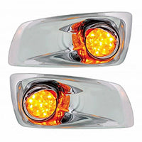 Fog Light Cover With Amber LED Hi/Lo Watermelon Light & Visor For 2007-17 KW T660 - Amber Lens (Driver or Passenger Side)