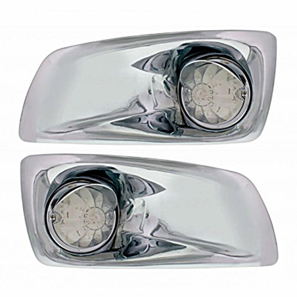 Fog Light Cover With Amber LED Hi/Lo Watermelon Light & Visor For 2007-2017 KW T660 - Clear Lens (Driver or Passenger Side)