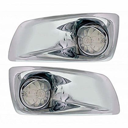 Fog Light Cover With Amber LED Hi/Lo Watermelon Light & Visor For 2007-2017 KW T660 - Clear Lens (Driver or Passenger Side)