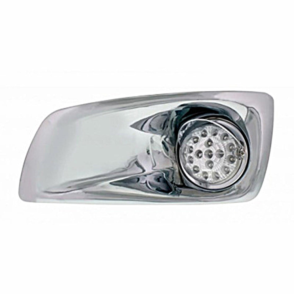 Fog Light Cover With Amber LED Hi/Lo Clear Style Reflector Light & Visor For 2007-17 KW T660 - Clear Lens (Driver or Passenger Side)