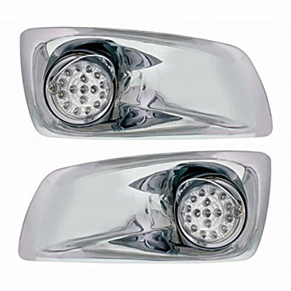 Fog Light Cover With Amber LED Hi/Lo Clear Style Reflector Light & Visor For 2007-17 KW T660 - Clear Lens (Driver or Passenger Side)