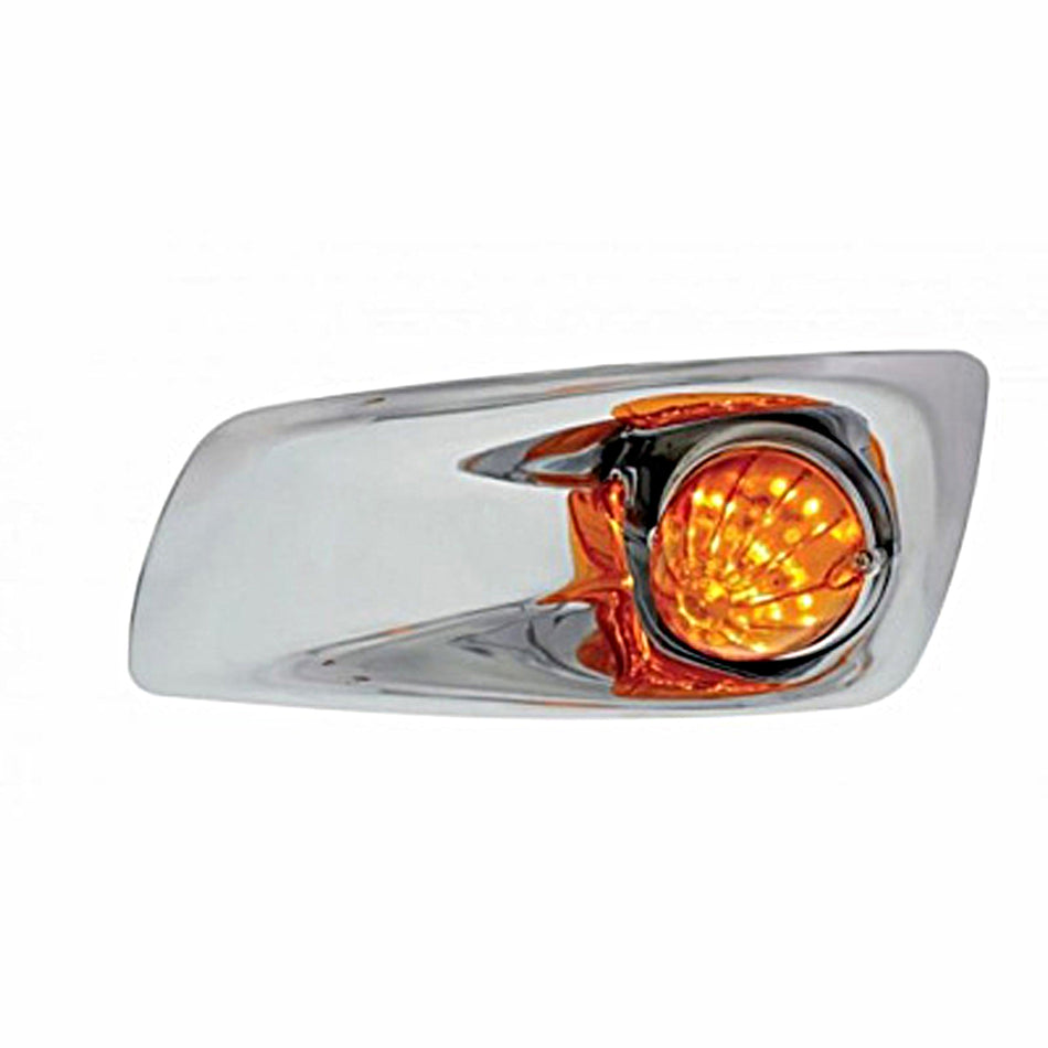 Fog Light Cover With 19 LED Watermelon Light For 2007-17 KW T660 - Amber LEDs (Amber Lens) - Driver or Passenger Side - Berube's Truck Accessories