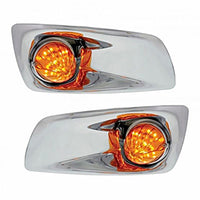 Fog Light Cover With 19 LED Watermelon Light For 2007-17 KW T660 - Amber LEDs (Amber Lens) - Driver or Passenger Side