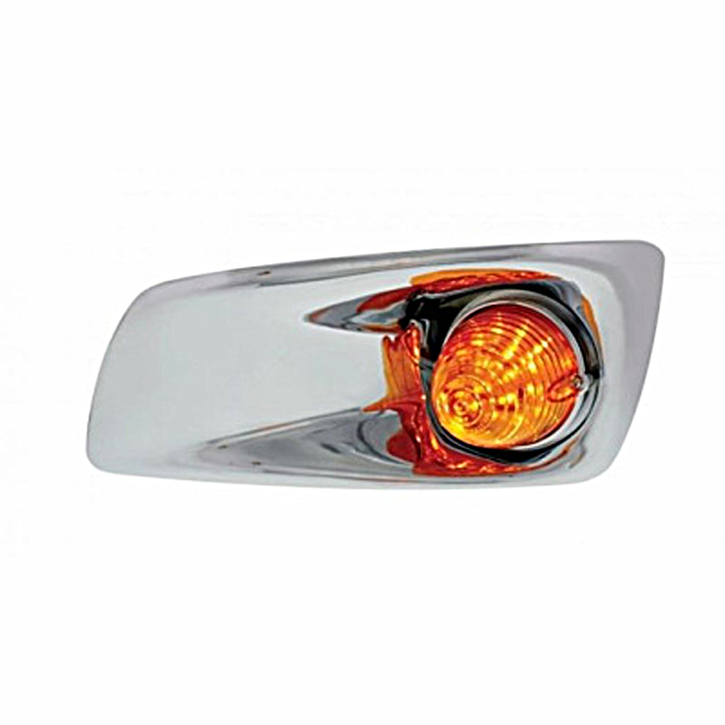 Fog Light Cover With 19 LED Beehive Light For 2007-2017 KW T660 - Amber LEDs (Amber Lens) Driver or Passenger Side