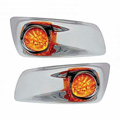 Fog Light Cover With 19 LED Beehive Light For 2007-2017 KW T660 - Amber LEDs (Amber Lens) Driver or Passenger Side