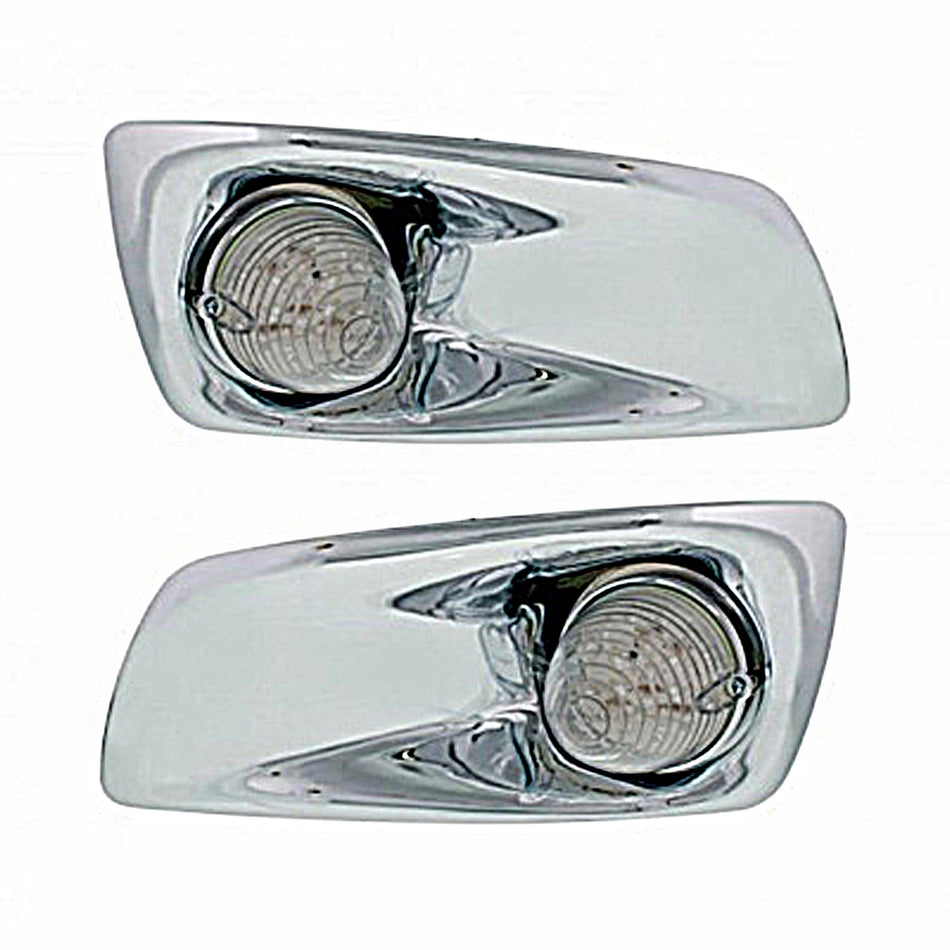 Fog Light Cover With 19 LED Beehive Light For 2007-2017 KW T660 - Amber LEDs (Clear Lens)
