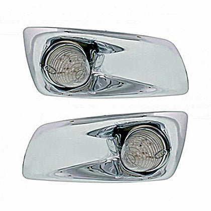 Fog Light Cover With 19 LED Beehive Light For 2007-2017 KW T660 - Amber LEDs (Clear Lens)
