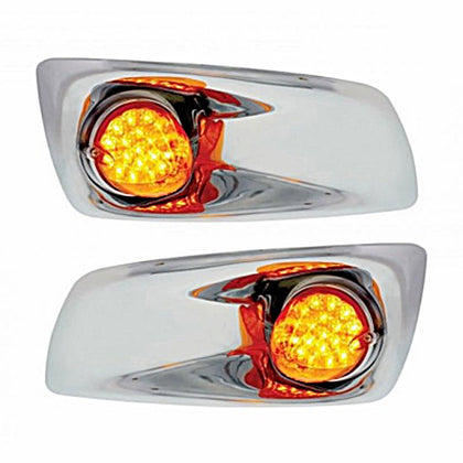 Fog Light Cover With 19 LED Reflector Light For 2007-2017 KW T660 - Amber LEDs (Amber Lens) Driver or Passenger Side