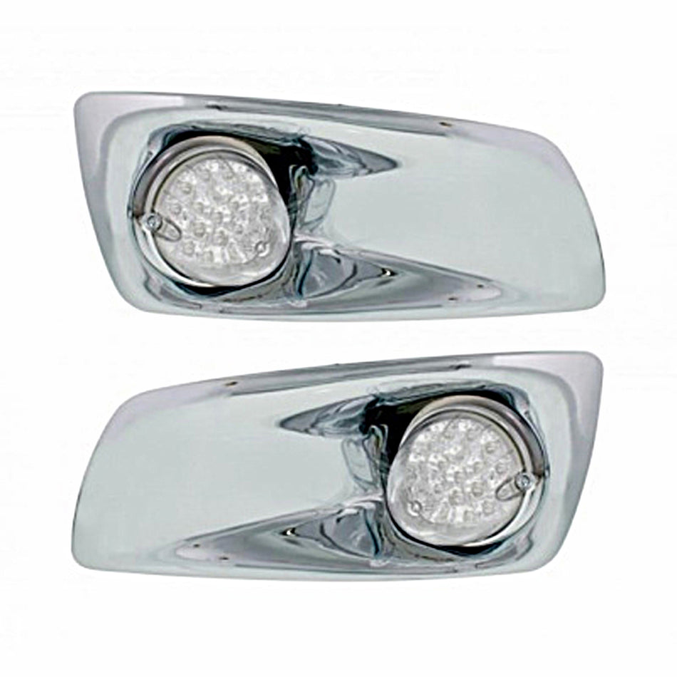 Fog Light Cover With 19 LED Reflector Light For 2007-2017 KW T660 - Amber LEDs (Clear Lens) Driver or Passenger Side