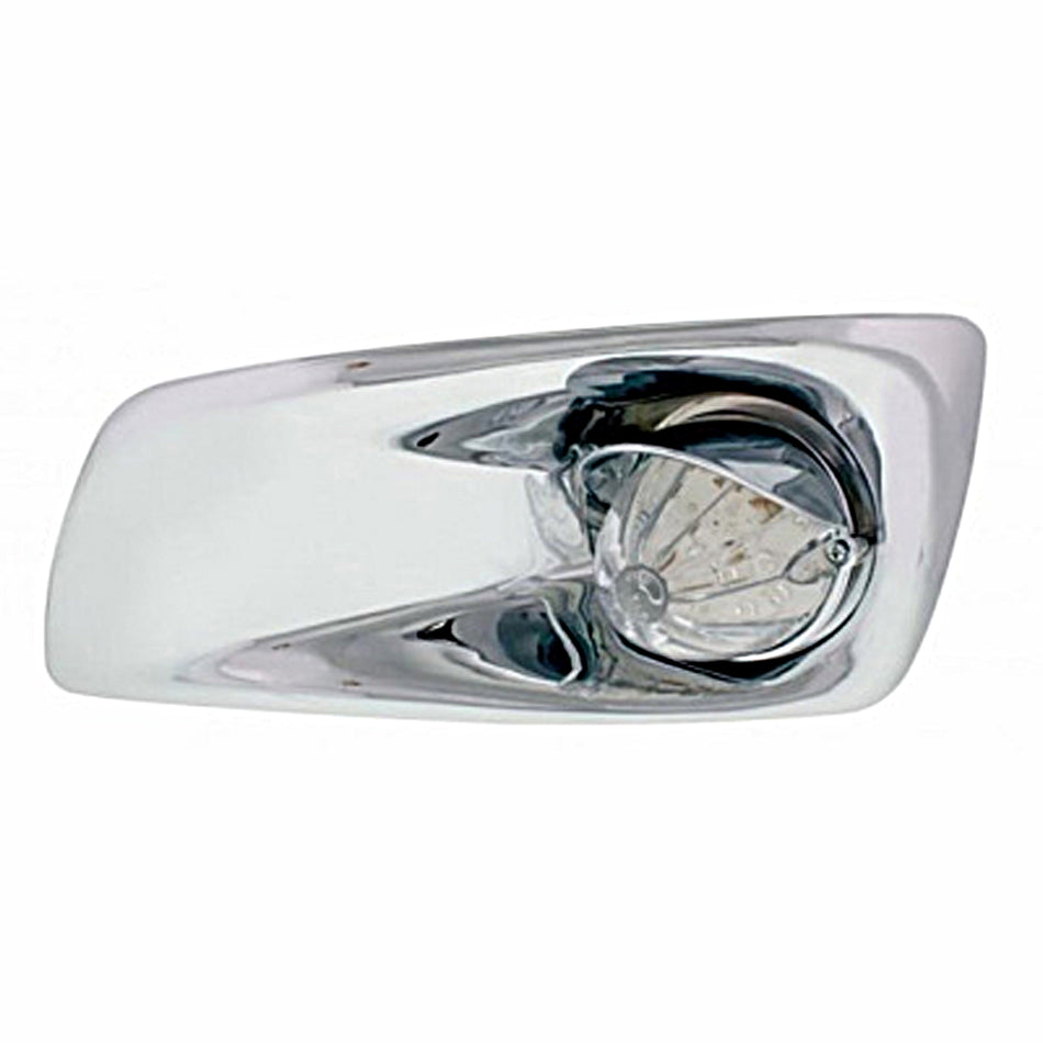 Fog Light Cover With 19 LED Watermelon Light & Visor For 2007-17 KW T660 - Amber LEDs (Clear Lens) Driver or Passenger Side