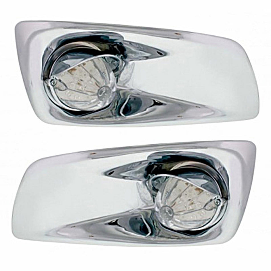 Fog Light Cover With 19 LED Watermelon Light & Visor For 2007-17 KW T660 - Amber LEDs (Clear Lens) Driver or Passenger Side