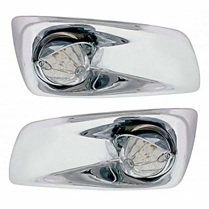 Fog Light Cover With 19 LED Watermelon Light & Visor For 2007-17 KW T660 - Amber LEDs (Clear Lens) Driver or Passenger Side