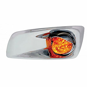 Fog Light Cover With 19 LED Beehive Light & Visor For 2007-17 KW T660 - Amber LEDs (Amber Lens) Driver or Passenger Side