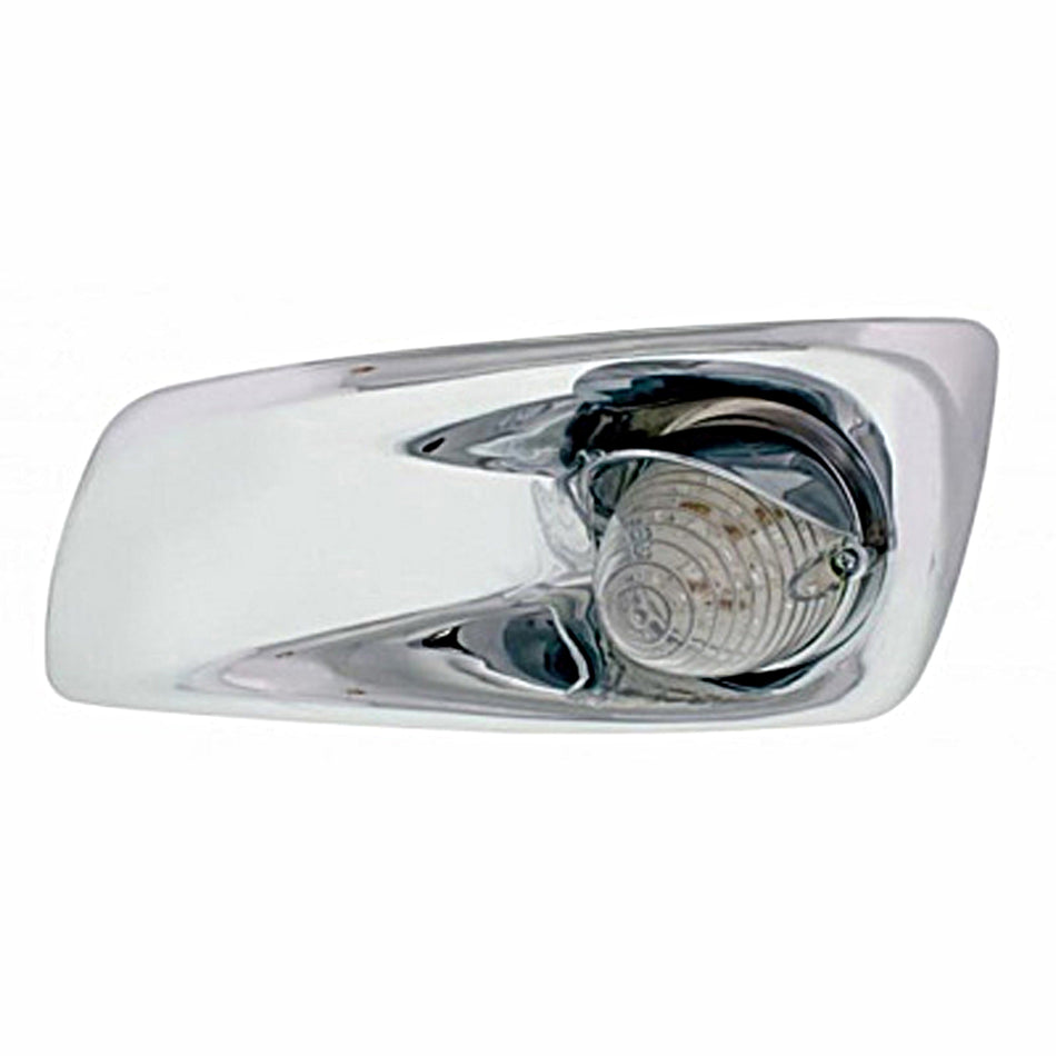 Fog Light Cover With 19 LED Beehive Light & Visor For 2007-17 KW T660 - Amber LEDs (Clear Lens) Driver or Passenger Side
