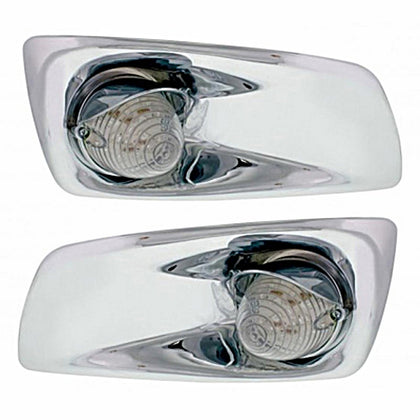 Fog Light Cover With 19 LED Beehive Light & Visor For 2007-17 KW T660 - Amber LEDs (Clear Lens) Driver or Passenger Side