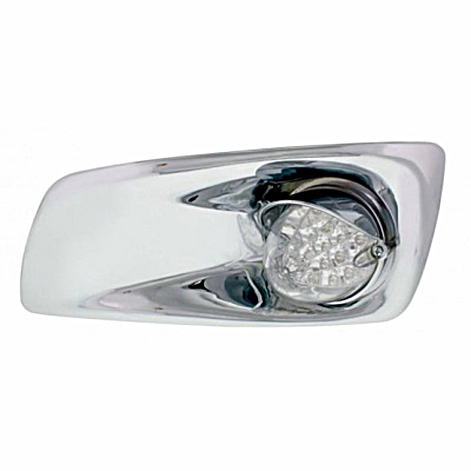 Fog Light Cover With 19 LED Reflector Light & Visor For 2007-17 KW T660 - Amber LEDs (Clear Lens) Driver or Passenger Side