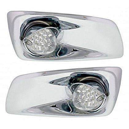 Fog Light Cover With 19 LED Reflector Light & Visor For 2007-17 KW T660 - Amber LEDs (Clear Lens) Driver or Passenger Side