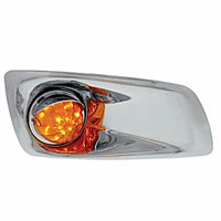 Fog Light Cover w 17 LED Watermelon Light & Visor For 2007-17 KW T660 - Amber LEDs (Amber Lens) - Driver or Passenger Side