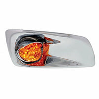 Fog Light Cover With 19 LED Watermelon Light & Visor For 2007-17 KW T660 - Amber LEDs (Amber Lens) Driver or Passenger Side