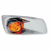 Fog Light Cover With 19 LED Beehive Light & Visor For 2007-17 KW T660 - Amber LEDs (Amber Lens) Driver or Passenger Side