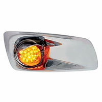 Fog Light Cover With 19 LED Reflector Light & Visor For 2007-17 KW T660 - Amber LEDs (Amber Lens) Driver or Passenger Side