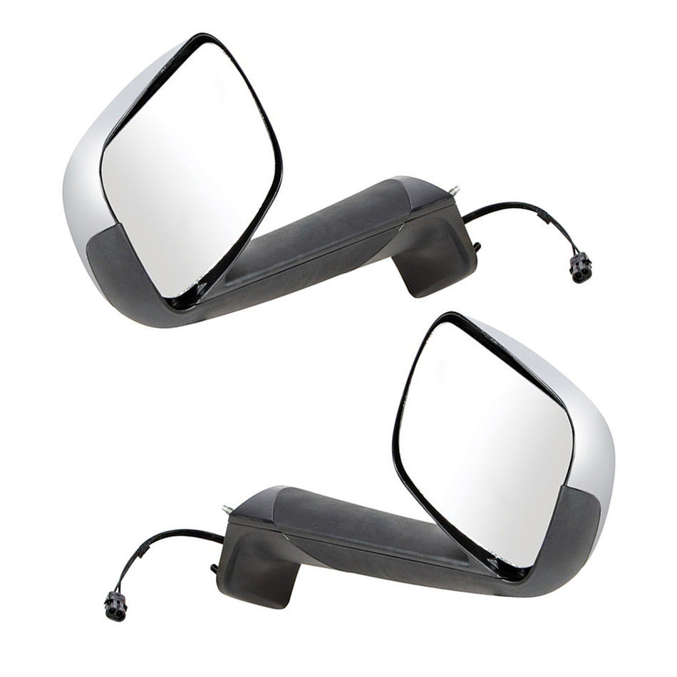 Chrome Hood Mirror With Heated Lens For 2018-2025 Freightliner Cascadia (Driver or Passenger Side)