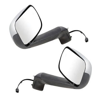 Chrome Hood Mirror With Heated Lens For 2018-2025 Freightliner Cascadia (Driver or Passenger Side)