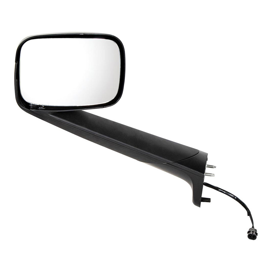 Black Hood Mirror With Heated Lens For 2018-2025 Freightliner Cascadia (Driver or Passenger Side)