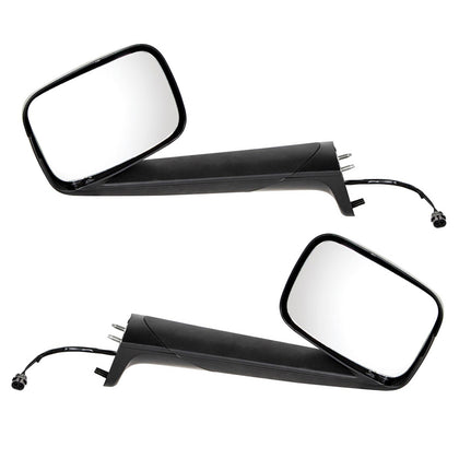 Black Hood Mirror With Heated Lens For 2018-2025 Freightliner Cascadia (Driver or Passenger Side)