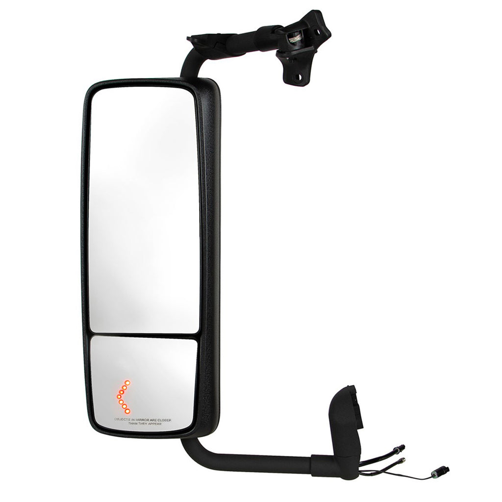 Black Mirror Assembly With LED Turn Signal For 2012 - 2017 Volvo VNL (Driver or Passenger Side)