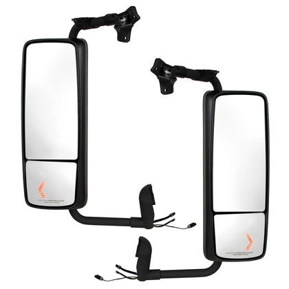 Black Mirror Assembly With LED Turn Signal For 2012 - 2017 Volvo VNL (Driver or Passenger Side)