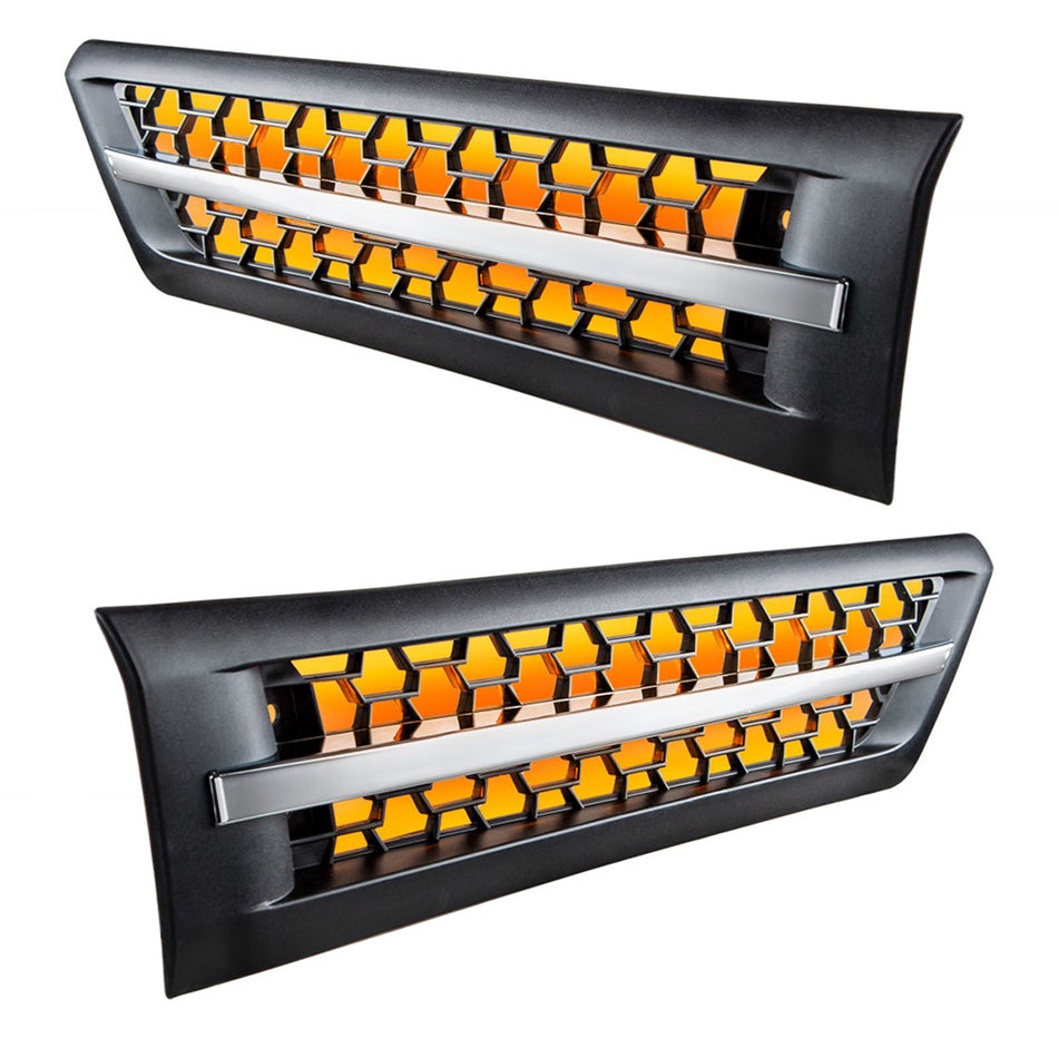 Hood Air Intake Grille With Various Colored LEDs For 2018-2024 Freightliner Cascadia 126 (Driver or Passenger Side)