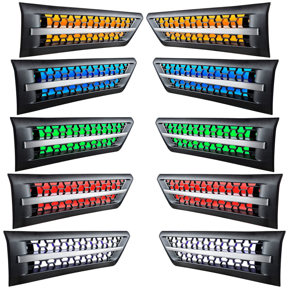 Hood Air Intake Grille With Various Colored LEDs For 2018-2024 Freightliner Cascadia 126 (Driver or Passenger Side)