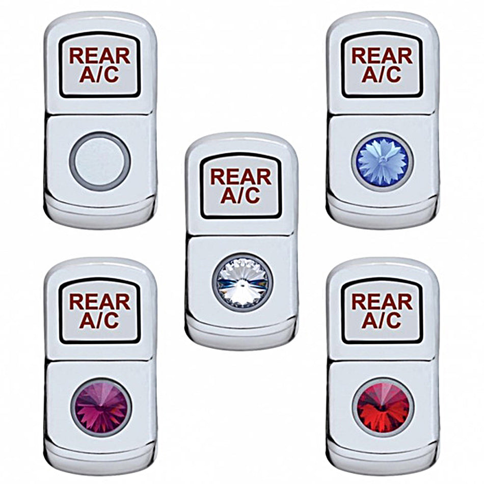 United Pacific - "Rear A/C" Chrome Rocker Switch Cover (Plain or Various Colored Crystals)