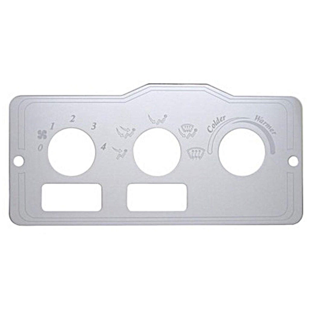 United Pacific - Peterbilt Stainless A/C Control Plate - 2 Square Openings
