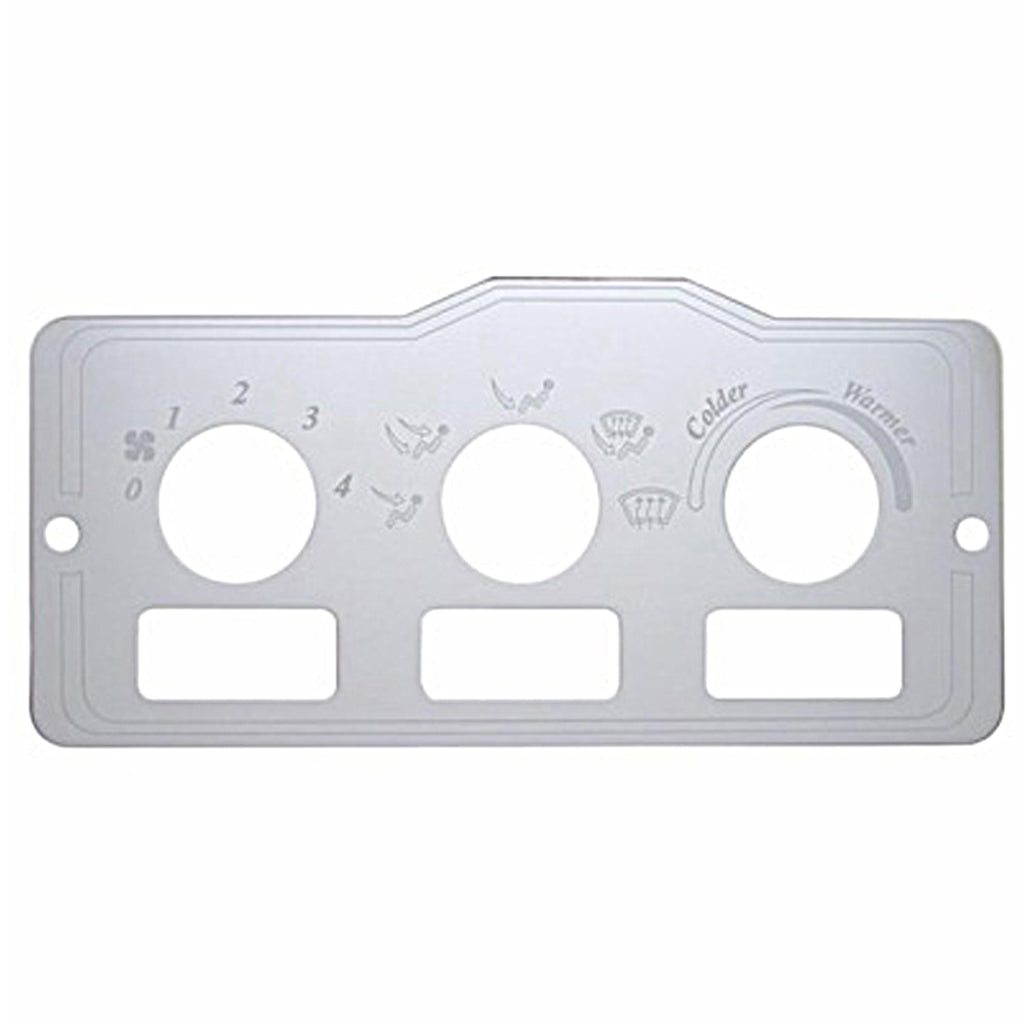United Pacific - Peterbilt Stainless A/C Control Plate - 3 Square Openings