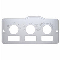 United Pacific - Peterbilt Stainless A/C Control Plate - 3 Square Openings