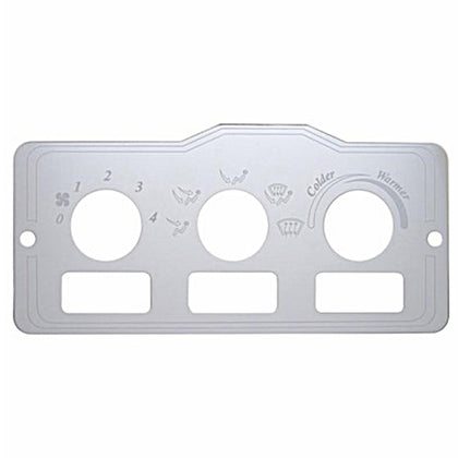 United Pacific - Peterbilt Stainless A/C Control Plate - 3 Square Openings
